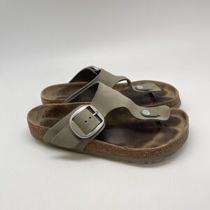 Birkenstock Gizeh Sandals Womens 7 EU 38 Big‎ Buckle Brown Leather Comfort Shoes